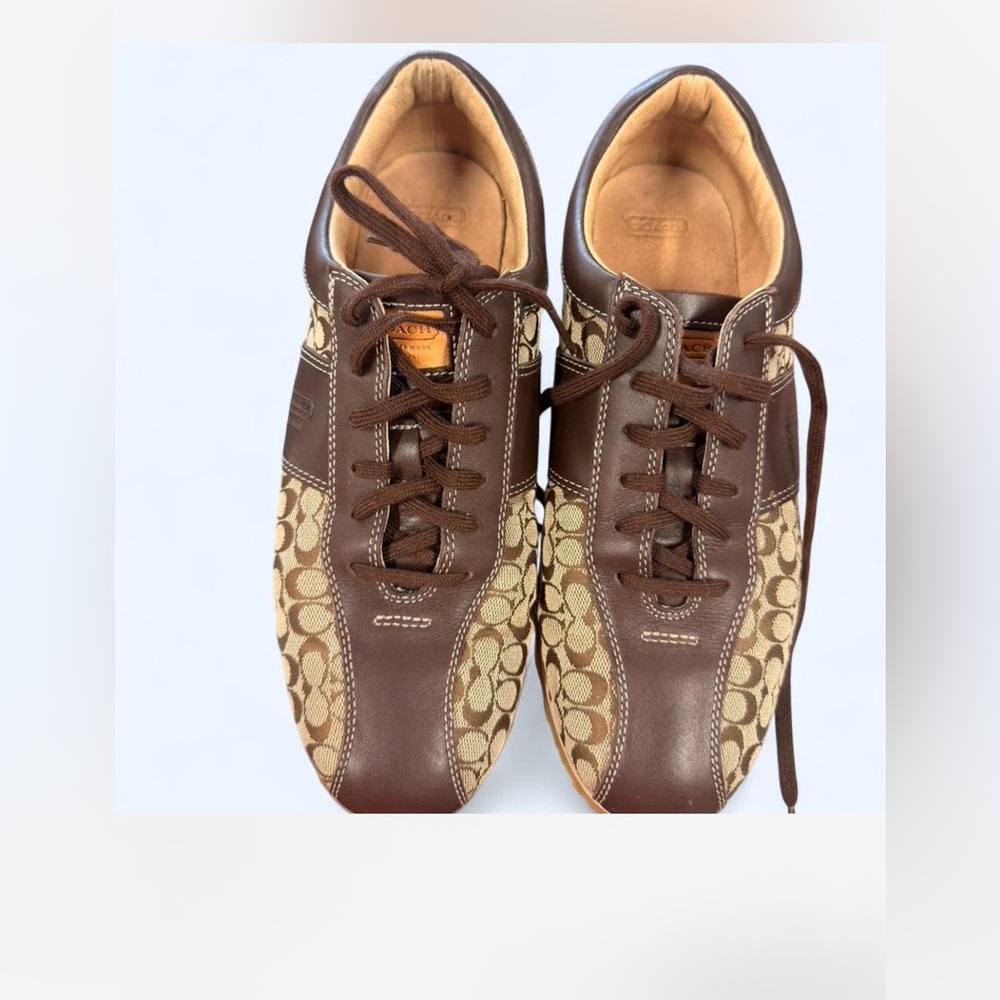 Coach Brown and Tan Signature Canvas Sneakers - Picture 1 of 6